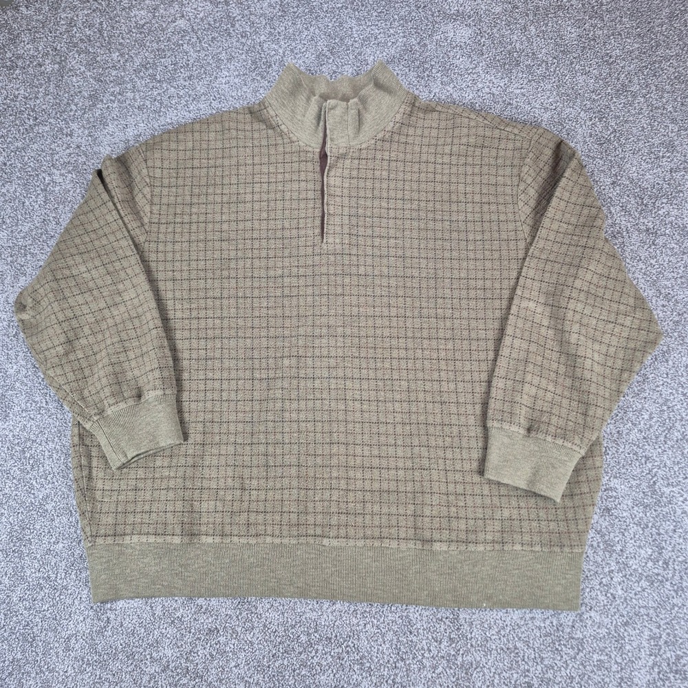 Vintage Polo Ralph Lauren Pullover Mens 3XB Brown Check Cotton Henley